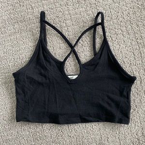 Black cross strap crop top